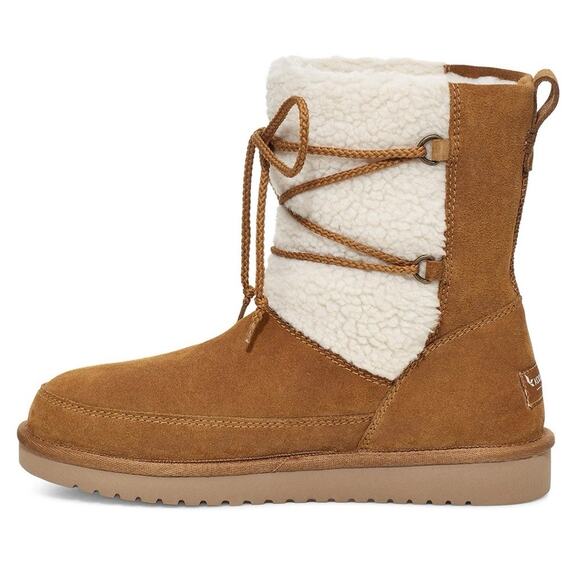 NIB Koolaburra by UGG 9 40 Michon Short Boots Bootie Suede Faux Fur Chestnut Tan - Picture 14 of 14